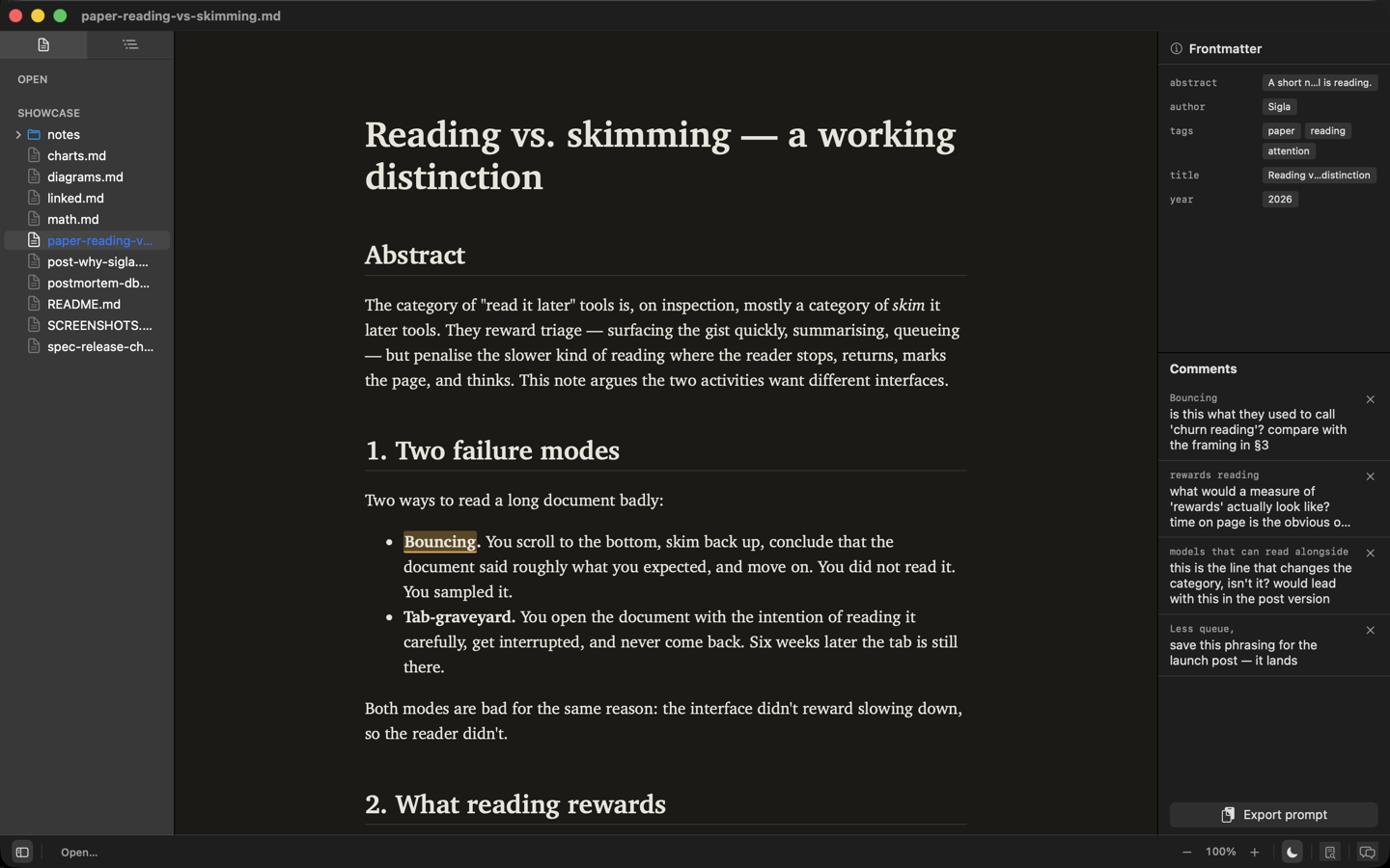An inline annotation on a paragraph